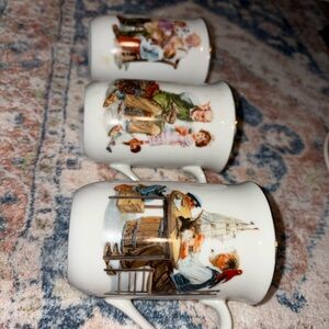 1986 Norman Rockwell Mugs with Gold Accents (Set of 3)!